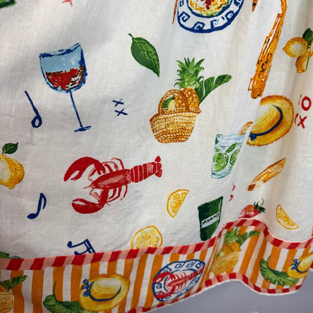 Calypso St. Barth Linen Maxi Skirt Party Time Picnic Lobster Coastal Women's L - Picture 10 of 12
